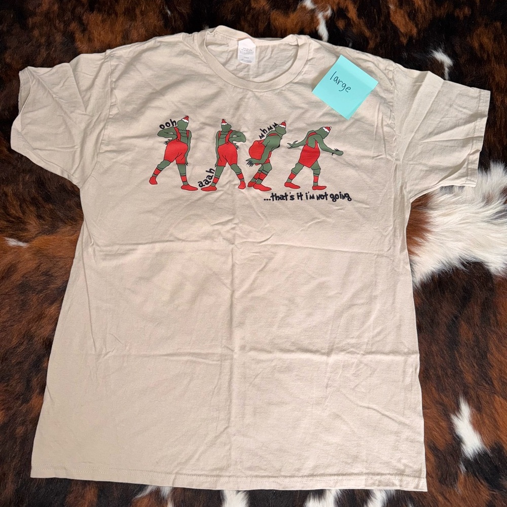 Tan Short Sleeve Tee with Grinch Design